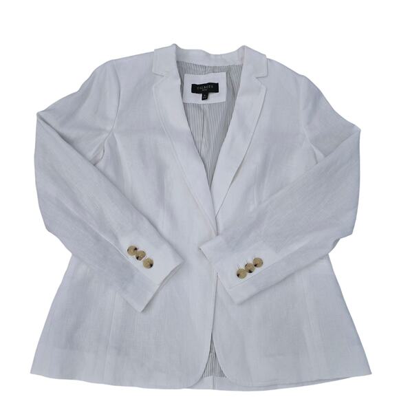 Talbots Women’s 100% Linen Blazer White Size 8P Single Button Lined NWOT - Picture 1 of 8